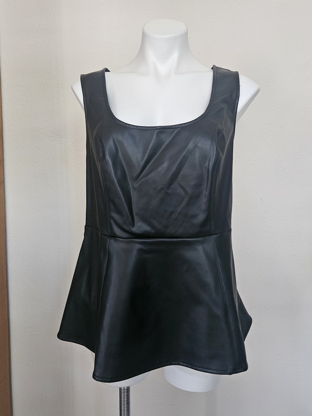 Torrid Sleeveless Black Faux Leather Peplum Top